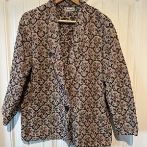 Vintage addenda Women's Patterned Wool Blend Blazer Jacket - Beige/Black